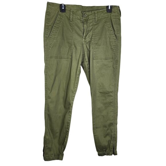 Cabi Womens Traveler Cargo Jogger Pants Olive Green Utility Size 4 Ankle Zip - Picture 1 of 9